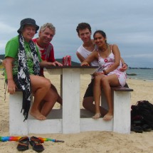 Marion, Alfred, Elvis and Adriana on the beach of Zindros